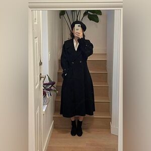 100% wool black dress style long coat